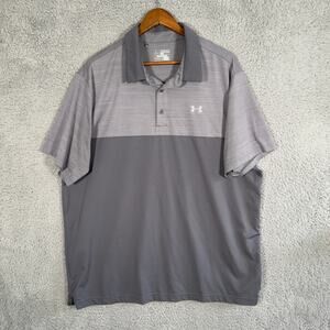 Under Armour Performance Polo Gray Mens 2XL XXL Golf Heat Gear Loose